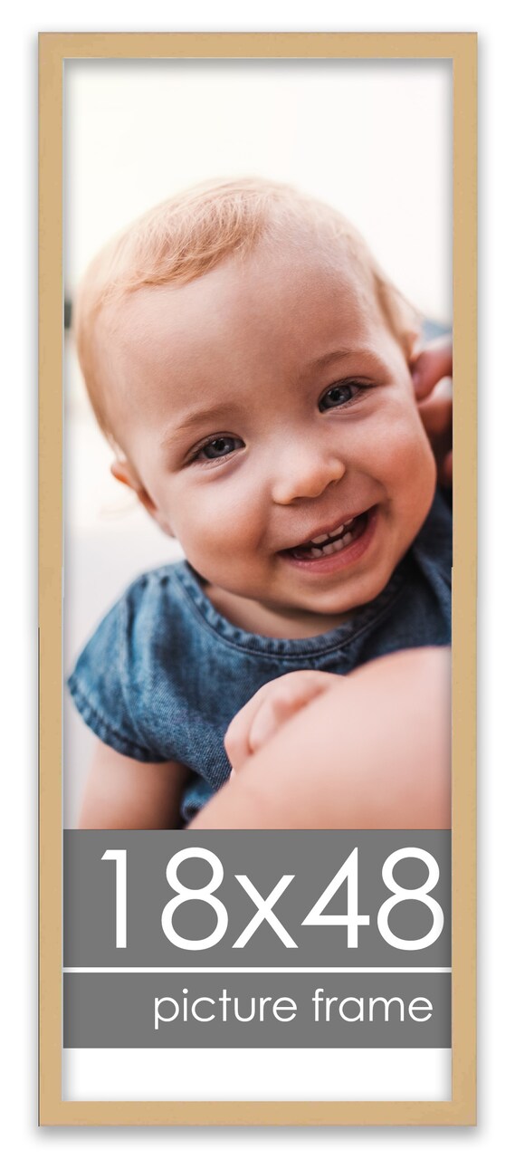 18x48 Solid Wood Picture Frame with UV-Resistant Acrylic & Acid-Free Backing, Available in 6 Finishes: Matte Black, Matte White, Metallic Bronze, Silver, Natural Wood Grain & Mahogany